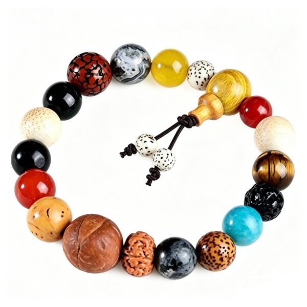 Eighteen seeds multi-treasure bracelet strung from eighteen different woods