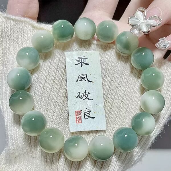 Green-Vein Bodhi Root Round Bead Bracelet
