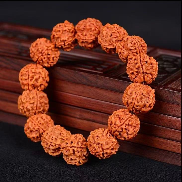 nepal five-petal vajra bodhi bracelet on wood tray