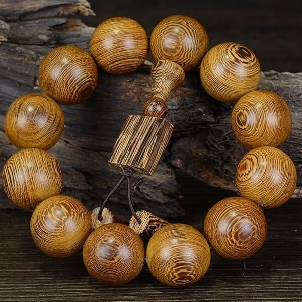 Chicken-wing wood and rosewood prayer beads bracelet with flowing grain